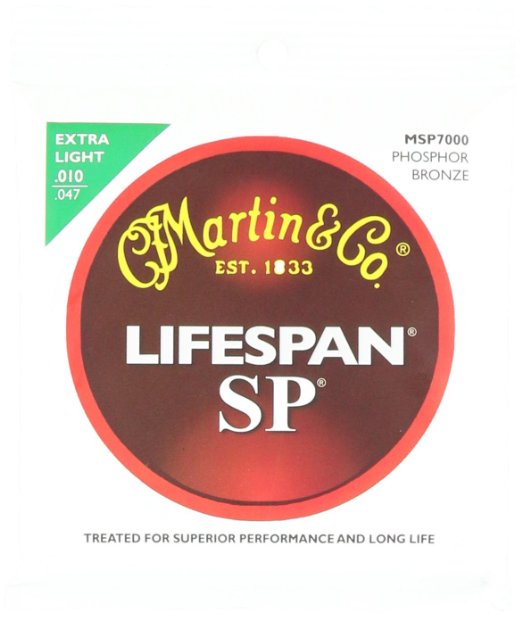 Martin MSP7000 SP Lifespan 92/8 Phosphor Bronze Acoustic String, Extra Light