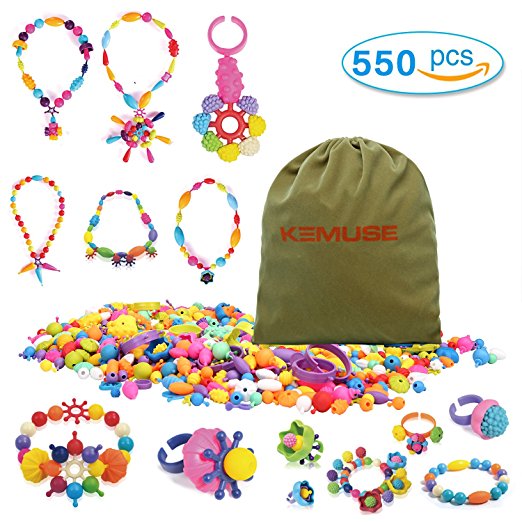 Kemuse 550 PCS Kids Pop Snap beads Set- Creative DIY Jewelry Kit for Girls Necklace and Bracelet Art Crafts Toys