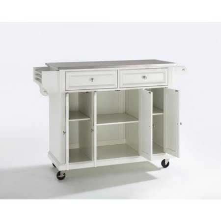Crosley Furniture Stainless Steel Top Kitchen Cart/Island, White
