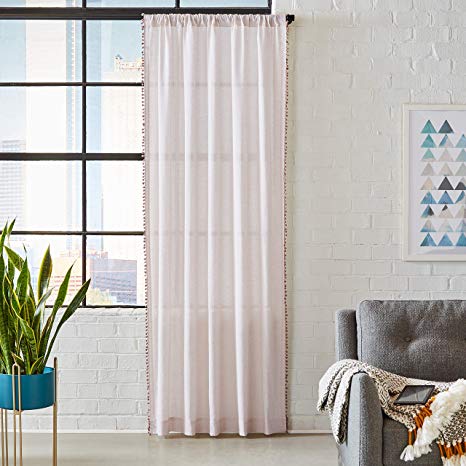 Rivet Contemporary Curtain, 96" x 52", Linen