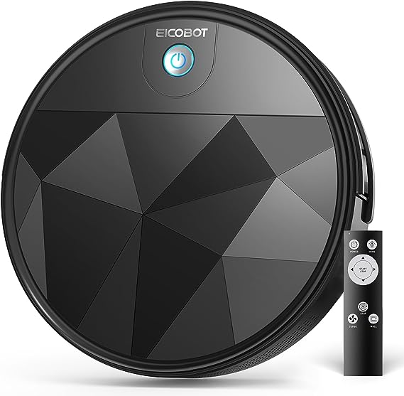 EICOBOT Robot Vacuum Cleaner,Tangle-Free Suction,Quite,Slim,Automatic Self-Charging,550ml Large Dustbin, Good for Pet Hair,Hard Floor and Low Pile Carpet,R20(Charcoal Black)