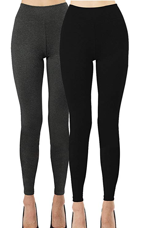 iLoveSIA Women's Yoga Pants Cotton Leggings Pack of 2