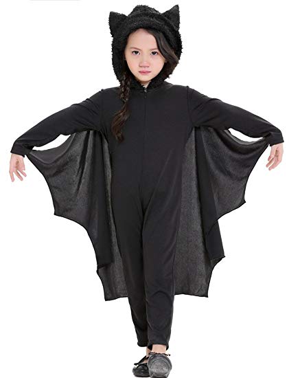 HX Kids Bat Jumpsuit Halloween Cosplay Costume for Boys Girls with Gloves