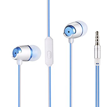Timkyo 2017 New 3.5mm Stereo Noise Isolating In-Ear Earbuds Headphone with Microphone and Controller for Smartphones (Blue)