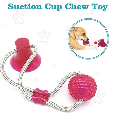 Demlor Pets Multifunction Pet Molar Bite Toy, Durable Dog Tug Rope Ball Toy with Suction Cup, Tugging, Pulling, Chewing, Playing
