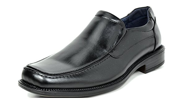 Bruno MARC Men's Square Toe Slip On Leather Lined Classic Dress Loafers Formal Shoes