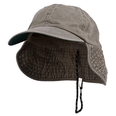Washed Cotton Flap Hats-Khaki