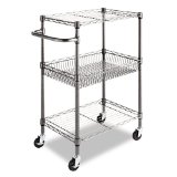 Alera 3-Tier Wire Rolling Cart 16 by 26 by 39-Inch Black Anthracite
