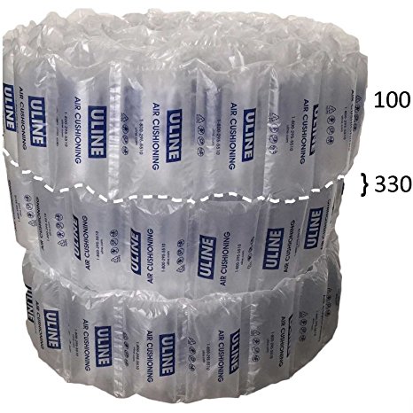 Uline Industrial Air Pillows (100 Count) Pre-filled by Blubonic Industries, 8 x 4 in (7 x 4 inflated), 12 gal, 1.8 cu ft, Shipping Packing Package Cushioning