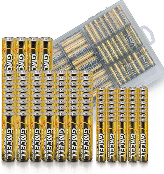 GMCELL AA and AAA Batteries Combo Pack, 1.5V Volt Alkaline Battery Variety Organizer 100 Count (40x Triple A, 60x Double A)