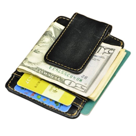Boshiho® Mens Slim Leather Money Clip Genuine Leather Multi Card Holder Front Pocket Wallet (Black)