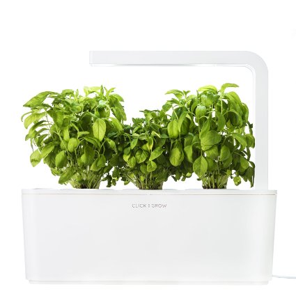 Click and Grow Indoor Smart Herb Garden with 3 Basil Cartridges White Lid