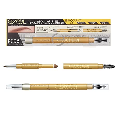 EXCEL Powder & Pencil Eyebrow PD05 gray brown