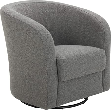 Amazon Brand – Rivet Rione Modern Upholstered Swivel Chair with Rounded Back, 30.3"W, Flannel