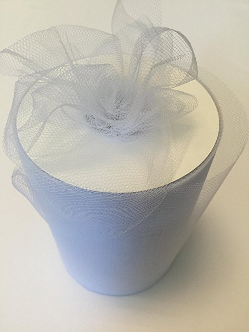 Tulle Fabric Spool/Roll 6 inch x 100 yards (300 feet), 34 Colors Available, On Sale Now! (white)