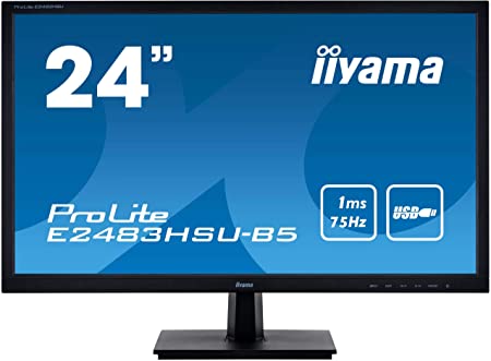 iiyama ProLite E2483HSU-B5 24 inch LED 1ms Monitor - Full HD 1080p, 1ms Response, Built In Speakers, HDMI