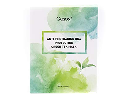 Goson Tea Infused Skin Refreshing, Soothing and Calm Sensitive, Irritated Skin, UVA/UVB Protection Nano Level Dense Weaved Facial Sheet Mask Non-GMO, Vegan, Alcohol-Free Green Tea Infused Face Mask