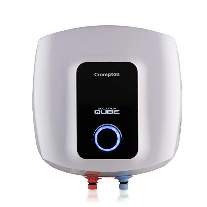 Crompton Solarium Qube 25LTR(2KW) Storage Water Heater with Installation Pipe (White and Black)