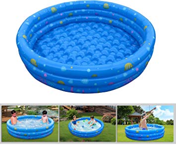 【Inflatable】GPCT [52 INCH] Collapsible Bathing In-Home/Ball Pit Kiddie Baby Swimming Pool. Durable, Heavy Duty, Bathing Bath Tub Wash Pond Water Washer For Toddlers, Dogs, Cats, Pets [BLUE]