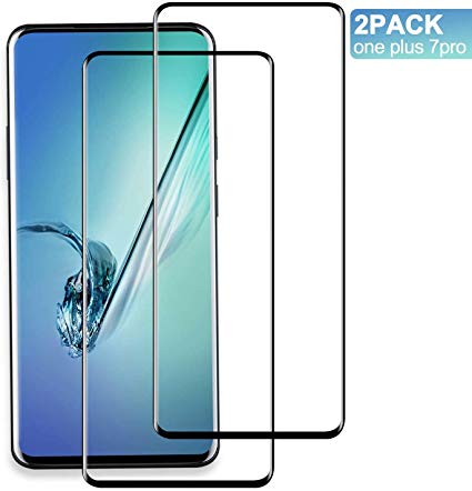OnePlus 7 Pro Screen Protector, Anzuo [2 Pack] 3D Touch, Case-Friendly, Anti-Fingerprint, Anti-Bubble, Curved Edge, Full Coverage Tempered Glass Screen Protector for OnePlus 7 Pro/OnePlus 7 Pro 5G