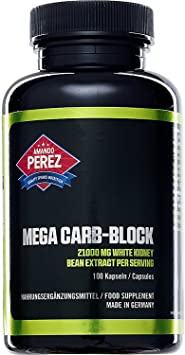 Mega Carb Blocker 21000mg – White Kidney Bean Extract (Phaseolus Vulgaris) & Fenugreek – 100 Caps.