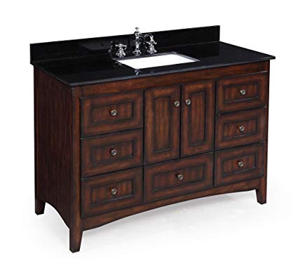 Abbey 48-inch Bathroom Vanity (Black/Brown): Includes Soft Close Drawers, Self Closing Door Hinges and Rectangular Ceramic Sink