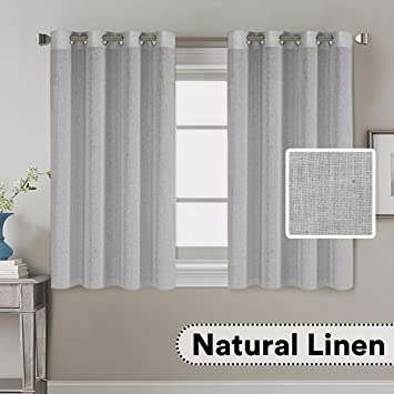 H.VERSAILTEX Elegant Natural Linen Blended Energy Efficient Light Filtering Linen Textured Curtains/Nickel Grommet Window Treatments Panels/Drapes (Set of 2, Dove, 52" x 45")