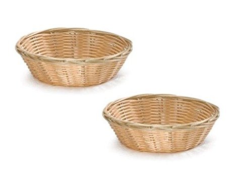 NEW, 8-Inch Round Woven Bread Roll Baskets, Food Serving Baskets, Basket, Restaurant Quality, Polypropylene Material - Set of 2