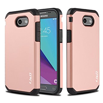 Galaxy J3 Emerge/J3 2017/J3 Prime Case, J&D [ArmorBox] [Dual Layer] Hybrid Shock Proof Protective Rugged Case for Samsung Galaxy J3 Emerge, Samsung Galaxy J3 2017, Samsung Galaxy J3 Prime (Rose Gold)