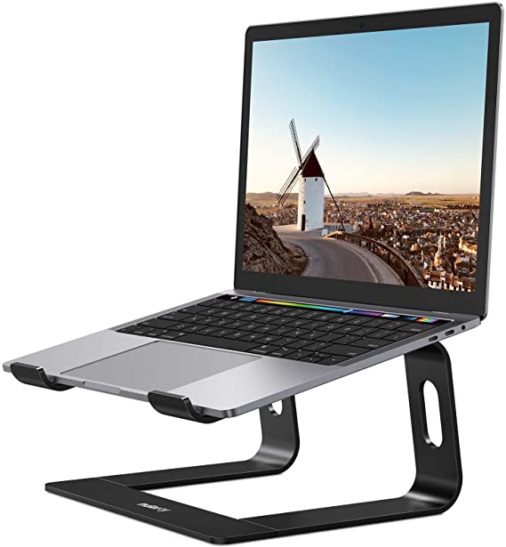 Nulaxy Laptop Stand, Ergonomic Aluminum Laptop Mount Computer Stand, Detachable Laptop Riser Notebook Holder Stand Compatible with MacBook Air Pro, Dell XPS, Lenovo More 10-15.6" Laptops - Black