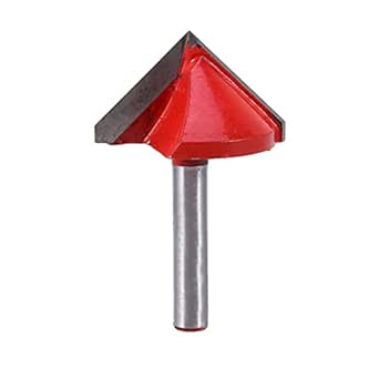 Fraise à Rainurer en Acier Tungstène CNC 90 Degrés Tige de 6 mm Diamètre de 32 mm Pour Fabrication de Panneaux 3D Rouge