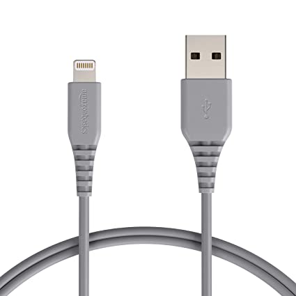 AmazonBasics Apple Certified Lightning to USB Charge and Sync Cable, 3 Feet (0.9 Meters) - Grey