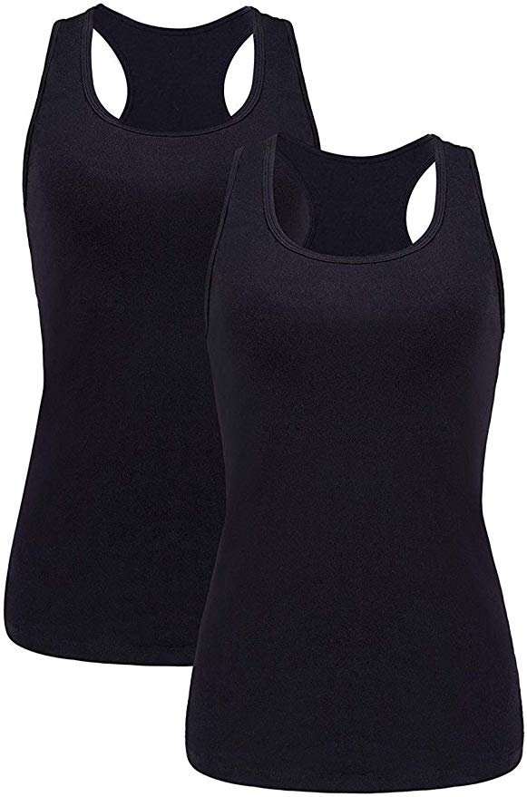 BeautyIn Women Basic Racerback Tank Top Shelf Bra Undershirt Wide Strap Yoga Top
