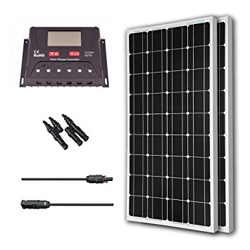 Renogy 200 Watt 12 Volt Monocrystalline Solar Bundle Kit with 30A PWM Controller - LCD Display