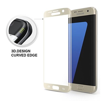 Samsung Galaxy S7 edge Screen protector, G.D.SMITH® 3D Curved Full Screen Coverage Premium Tempered Glass Screen Protector Film for Samsung Galaxy S7 Edge HD Clear (Gold)