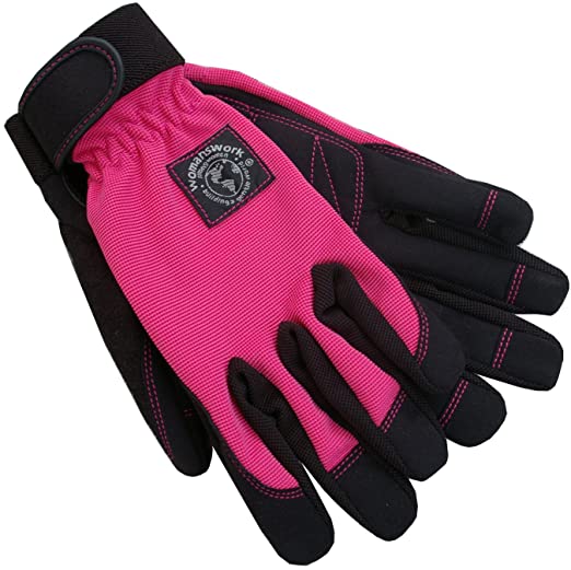 Womanswork 502L Stretch Gardening Glove with Micro Suede Palm, Hot Pink, Large