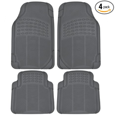 BDK 4-Piece Heavy Duty All Weather Protection Floor Mat - Rubber (Gray)