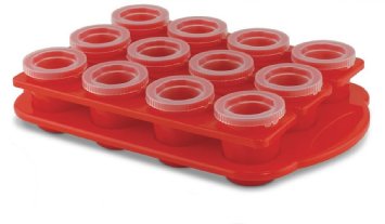 FineLife Icy Shots - 12-Piece Shot-Glass Ice Cube Mold Set - Red