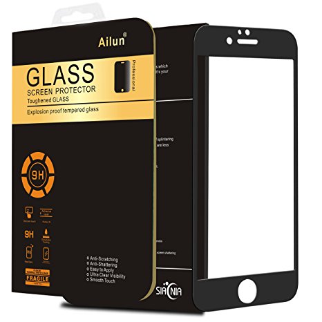 iPhone 6 Screen Protector,iPhone 6s Screen Protector,by Ailun,2.5D Curved Edge Tempered Glass Screen Saver,Edge-to-Edge Full Screen Coverage-Siania Retail Package[4.7 Black]