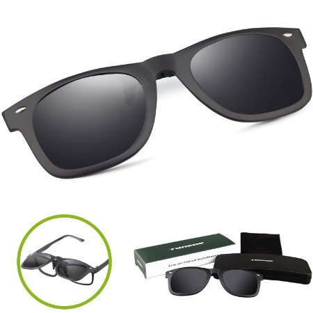 Torege Polarized Clip-on Flip up Rubber Clip Sunglasses Lenses For Driving Cycling Fishing T001
