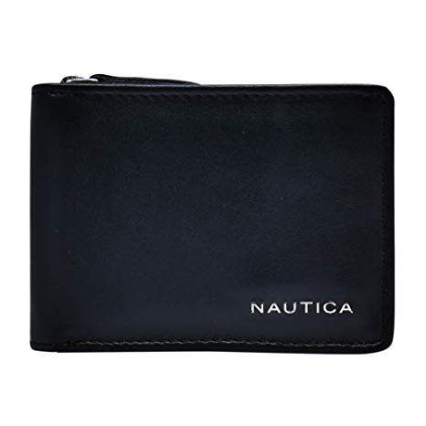 Nautica  Men's Leather Slim Zip Wallet