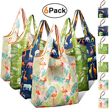 Shopping Bags Reusable Foldable Grocery Bags with Attached Pouch Bulk Cloth Gift Bags Mathine Washable Lightweight