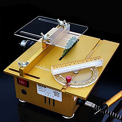 Multifunction Mini Table Saw Handmade Woodworking Bench Lathe Electric Polisher Grinder Cutting Machine with Sliding Ruler - Complete Configration