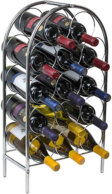 Sorbus Wine Rack Stand Bordeaux Chateau Style - Holds 14 Bottles of Your Favorite Wine - Elegant Storage for Kitchen, Dining Room, Bar, or Wine Cellar (14 Bottle - Silver)