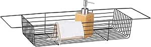 Navaris Wire Bath Tray - Metal Bathtub Caddy Rack - Over Bath Tub Bridge Organiser Storage Shelf - Bath Accessories Holder Basket for Bathtub - Black