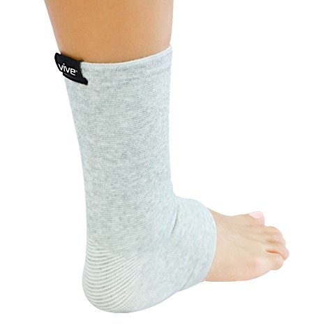 Ankle Sleeve by Vive - Bamboo Charcoal Compression Ankle Support for Running, Soccer, Basketball, Football, Arthritis, Sprains & Strains for Men & Women (Small / Medium)