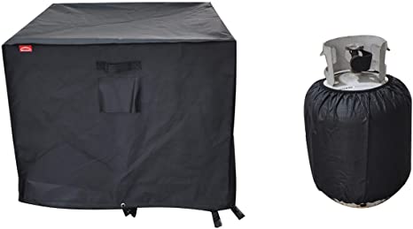 BBQ Coverpro Gas Fire Pit Cover Square - Premium Patio Outdoor Cover Durable and 100% Waterproof,Fits for 41 inch,42 inch,43 inch,44 inch Fire Pit/Table Cover,Black(44" L x 44" W x 24" H)