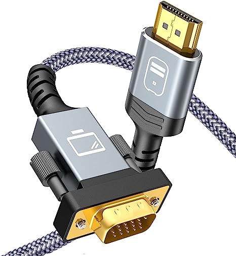 Snowkids HDMI to VGA 1.8M,Non-bidirectional HDMI to VGA Cable,(1080P 60Hz) Unidirection HDMI Output to VGA Input Converter Cord Male to Male