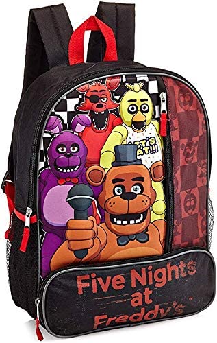 Five Night At Freddy"s FNAF 3D School Backpack Book Bag 16"   Name Tag (2 Pieces SET)