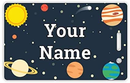 Personalized Waterproof Custom Name Large Bag Tag (Planets Theme) - Camping Gear, Luggage, Kindergarten